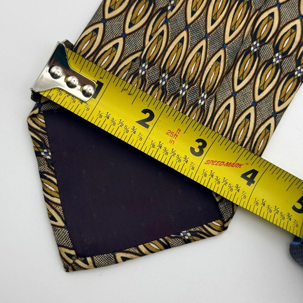 Weitzenkorns Clothiers Mens Silk Tie Geometric Teardrop Gold Brown Made in USA‎